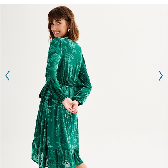 Velvet burnout wrap dress - Picture 3 of 12